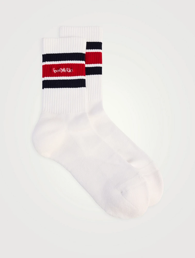 Serif Logo Striped Socks