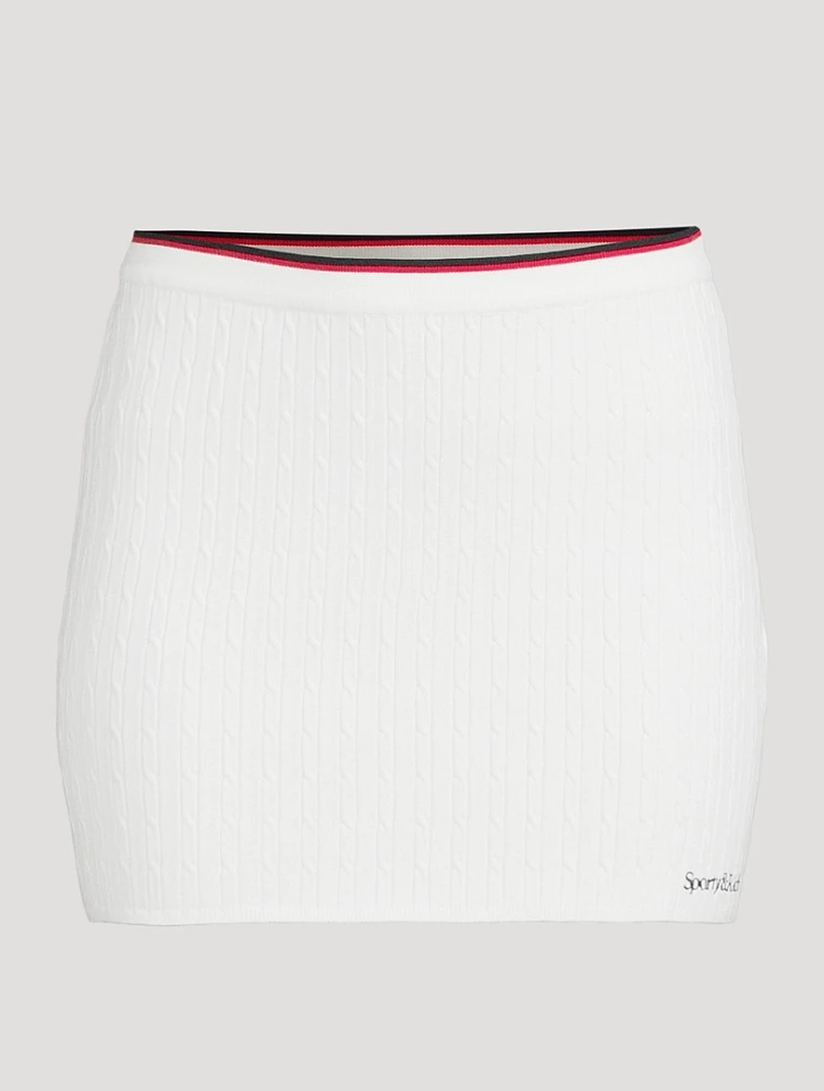 Serif Logo Cable-Knit Mini Skirt