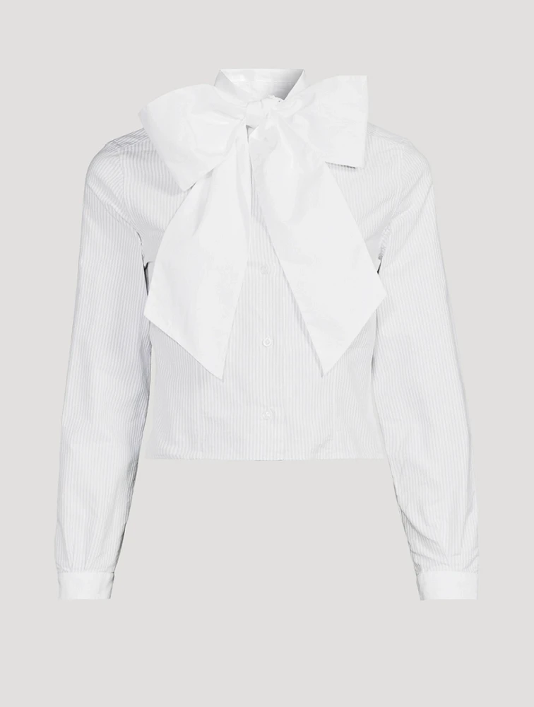 Bow-Collar Poplin Shirt