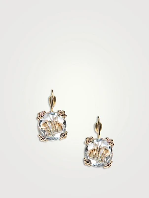 Dew Drop 14K Gold Cluster Earrings With White Topaz