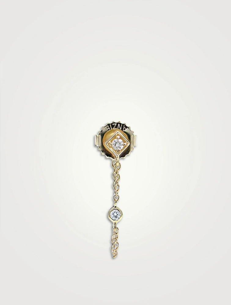 Cléo 14K Gold Rhombus Chain Earring With Diamonds