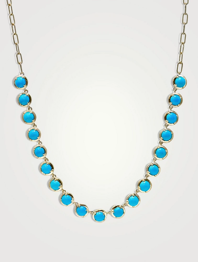 Mélia Kim 14K Gold Tennis Necklace With Turquoise