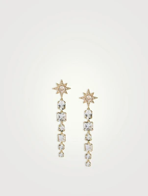 Aztec 14K Gold Starburst Astrid Earrings With White Topaz And Diamonds