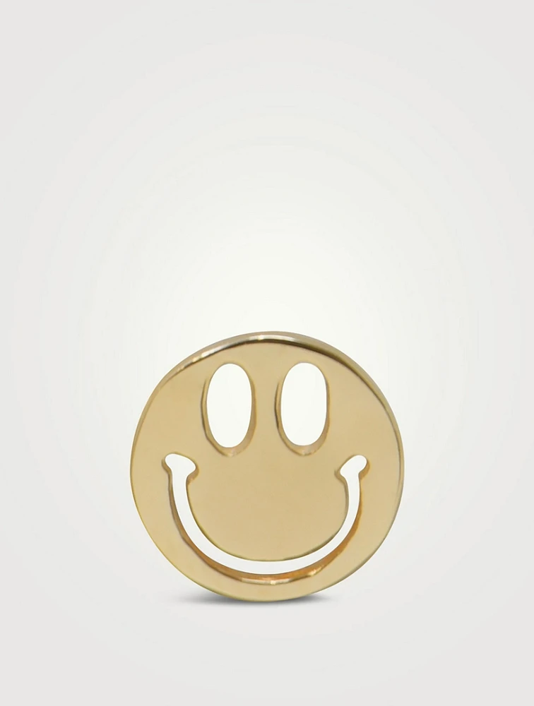 Jac+Jo Icon 14K Gold Happy Face Stud Earring
