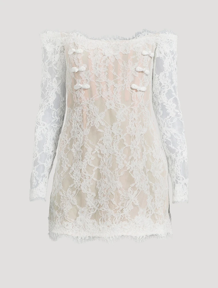 Rachel Off-The-Shoulder Lace Mini Dress