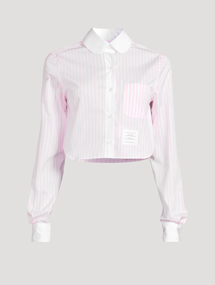 Cropped Poplin Shirt Stripe Print