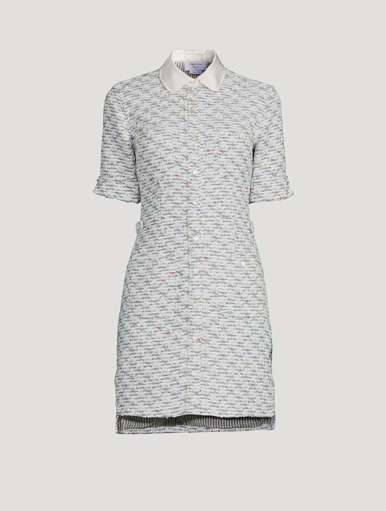Sequin Tweed Shirt Dress