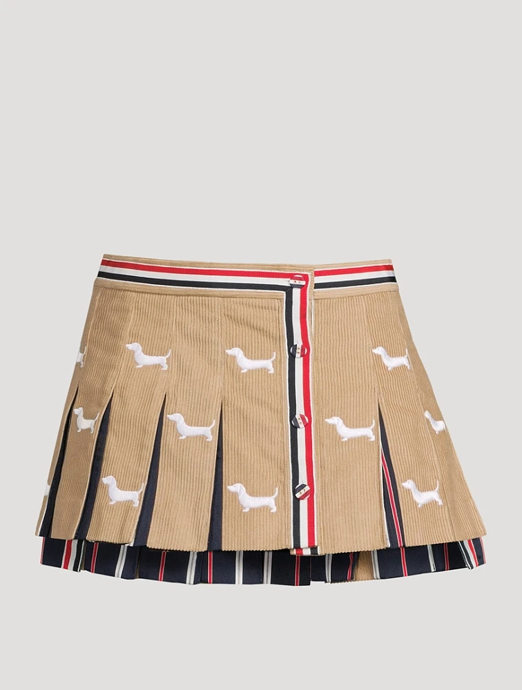 Hector-Embroidered Pleated Mini Skirt