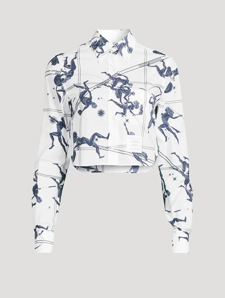 Cropped Poplin Shirt Olympic Constellation Print