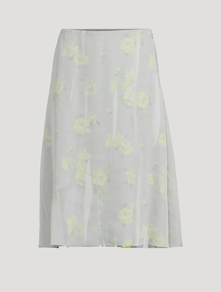 Layered Midi Skirt Rose Print