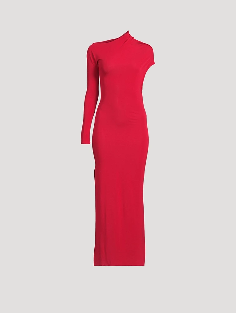Asymmetric Crêpe Jersey Maxi Dress