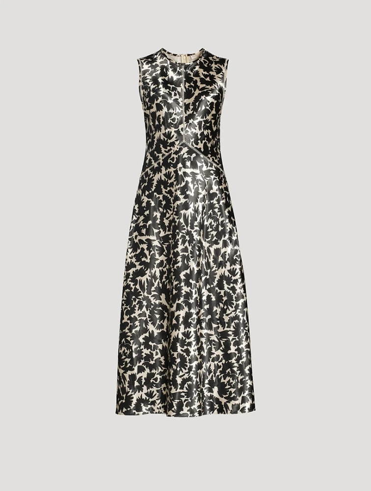 Lisbet Satin Midi Dress Floral Print