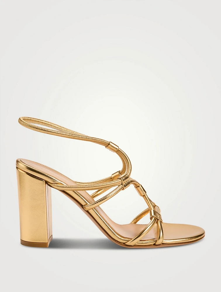 Metallic Leather Slingback Sandals