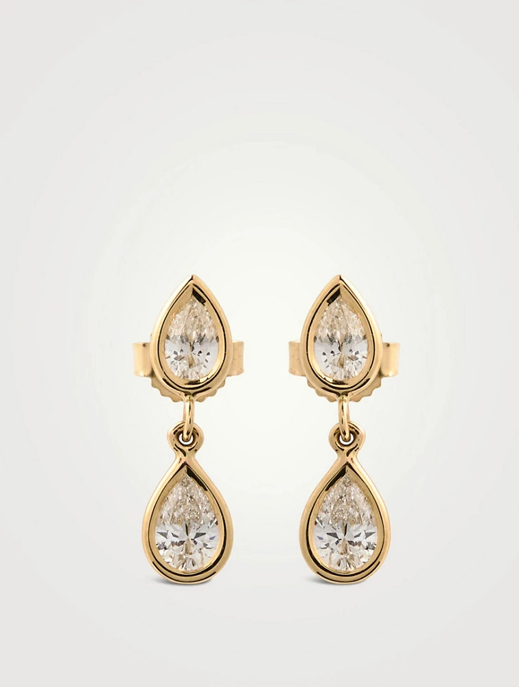 Sea Of Beauty 14K Gold Drop Earrings With Pear Diamonds