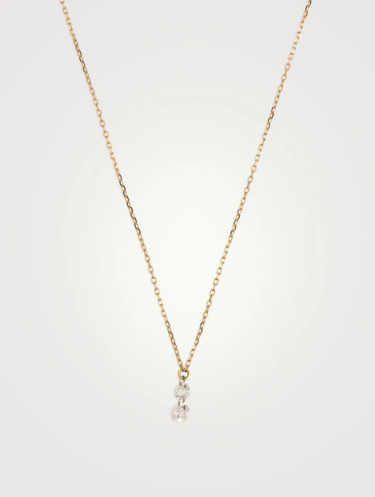 Sea Of Beauty 14K Gold Kissing Diamond Drop Necklace