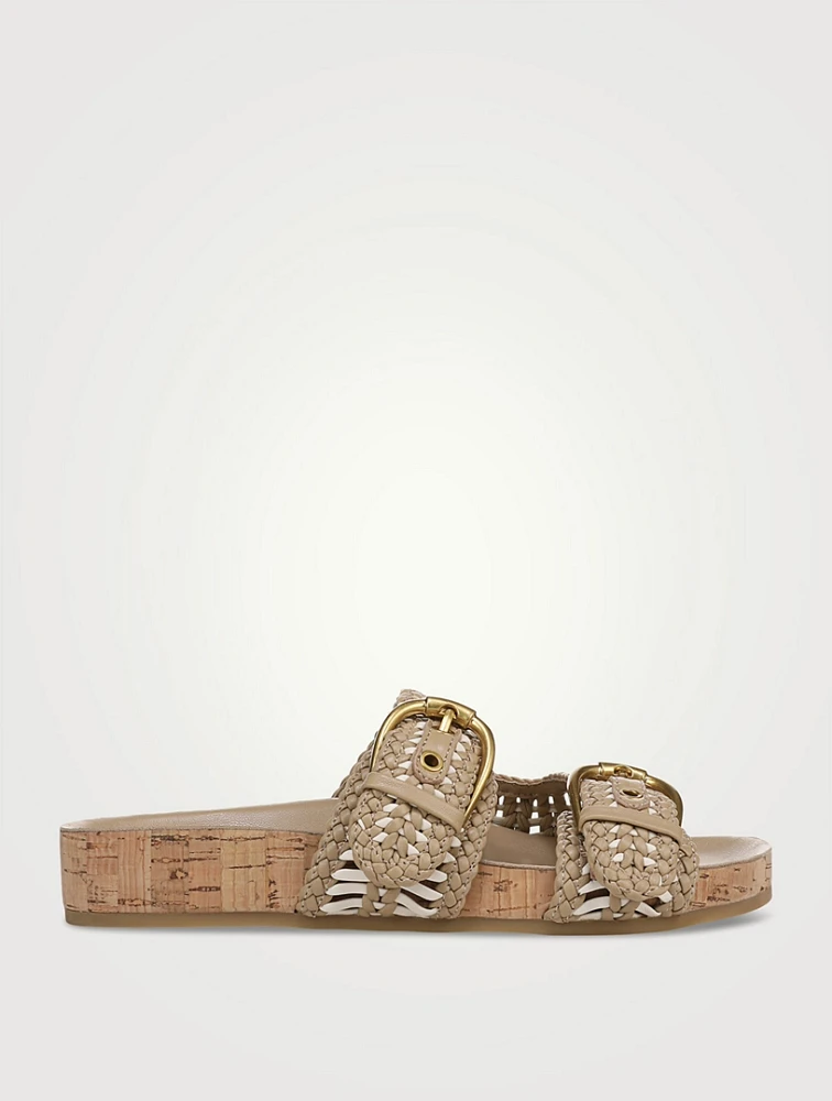 Prue Woven Leather Slide Sandals