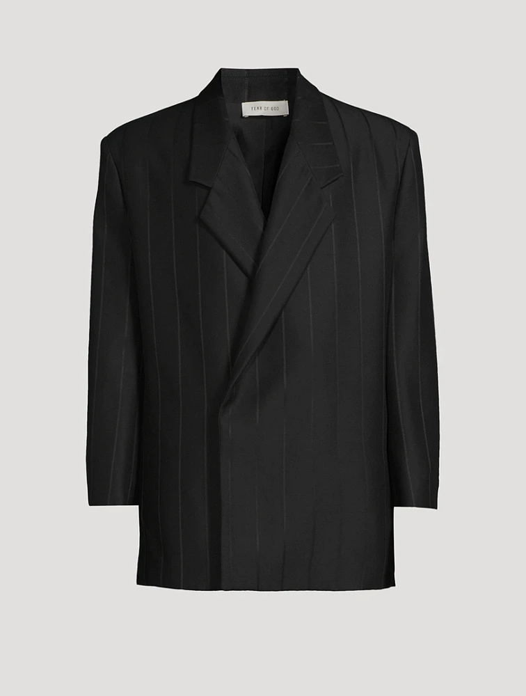 Pinstripe Relaxed Double-Breasted Blazer