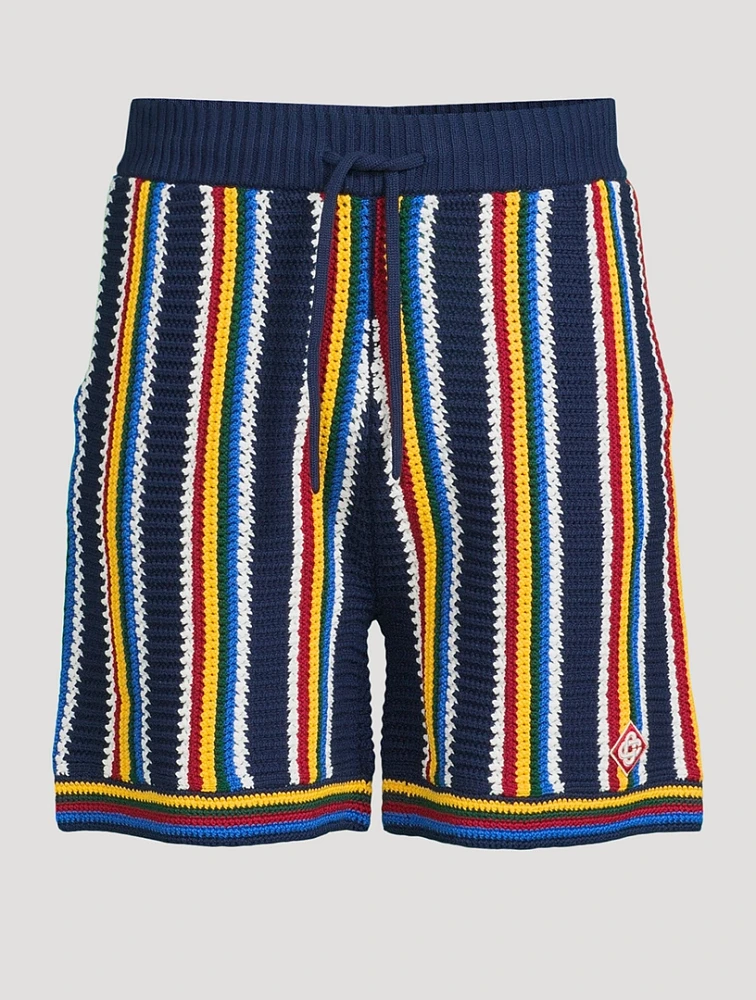 Striped Crochet Shorts