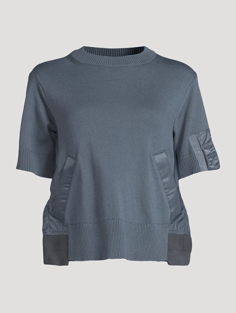 Nylon Twill Mix Sweater