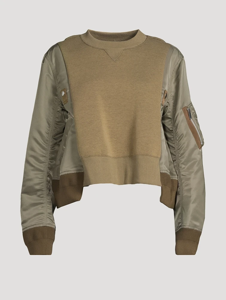 Sponge Jersey x Nylon Twill Mix Sweatshirt