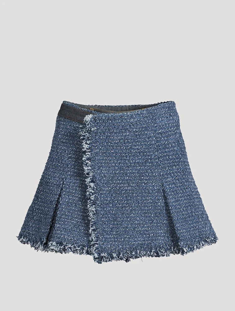 Denim And Tweed Mix Mini Skort