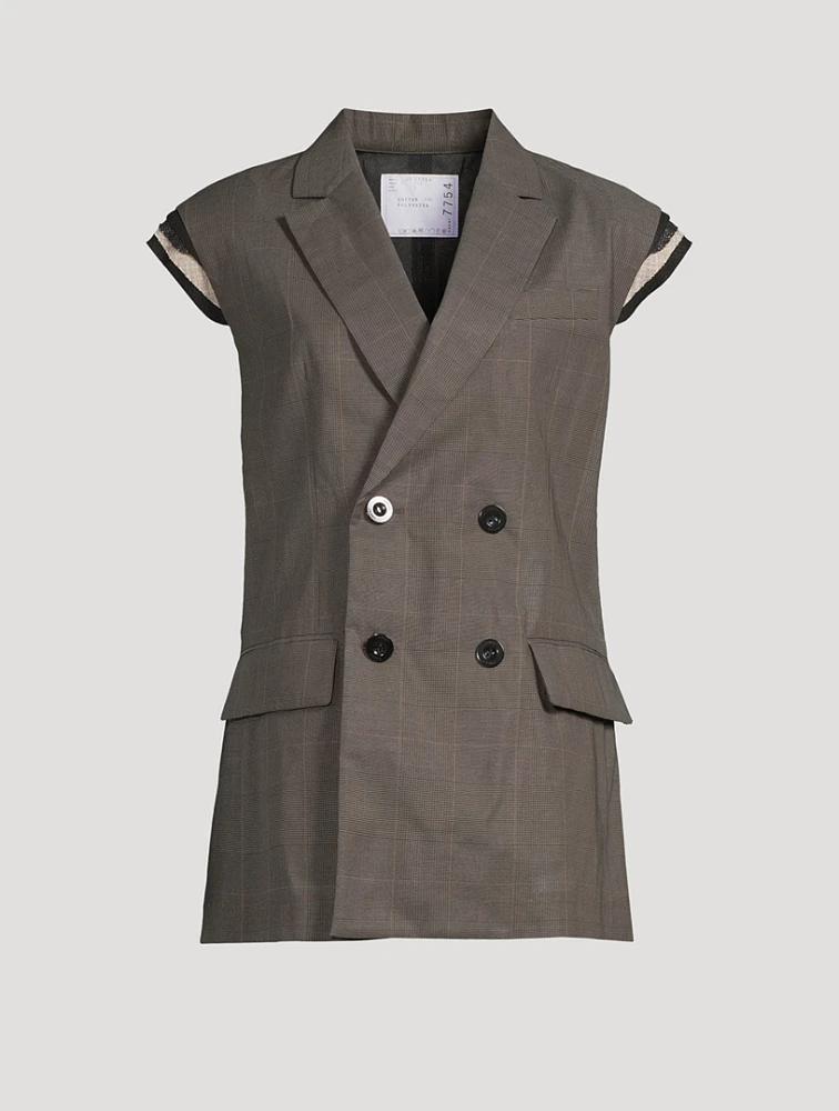 Double-Breasted Vest With Pleated Back