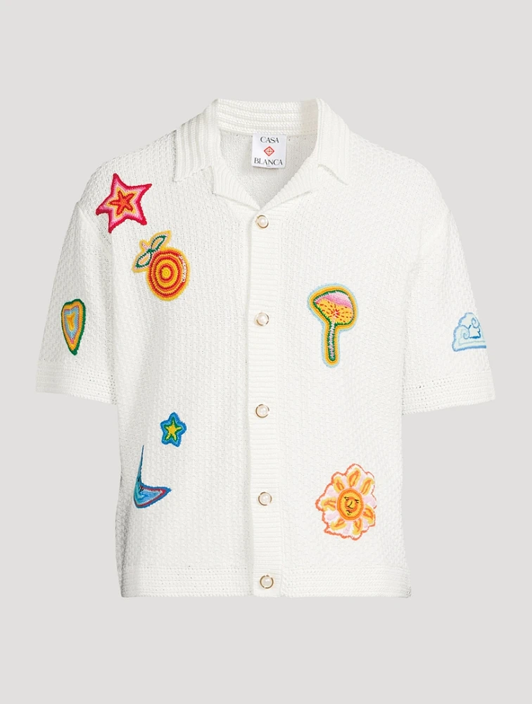 Motif Crochet Short-Sleeve Shirt