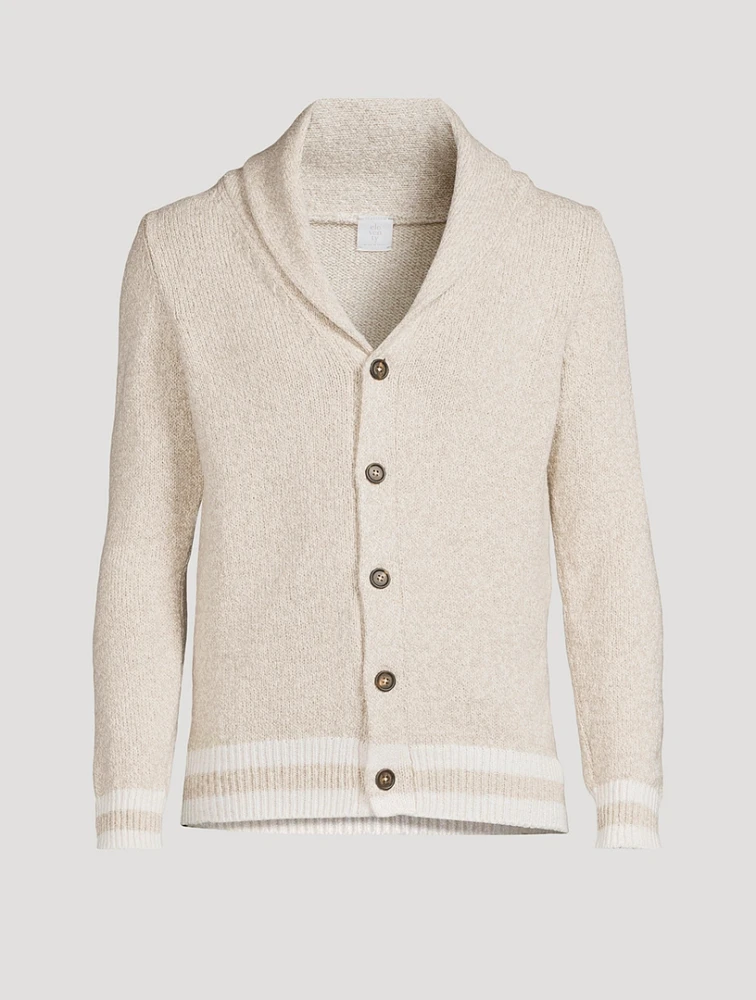 Melange Knit Shawl-Collar Cardigan