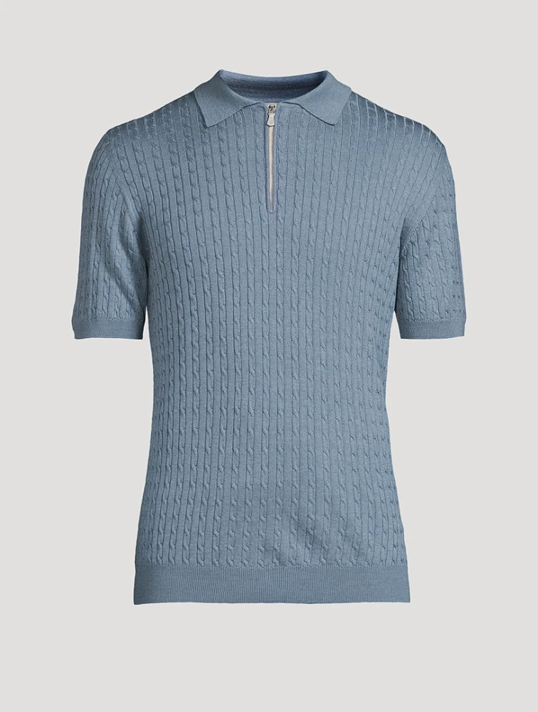 Wool And Silk Cable-Knit Polo