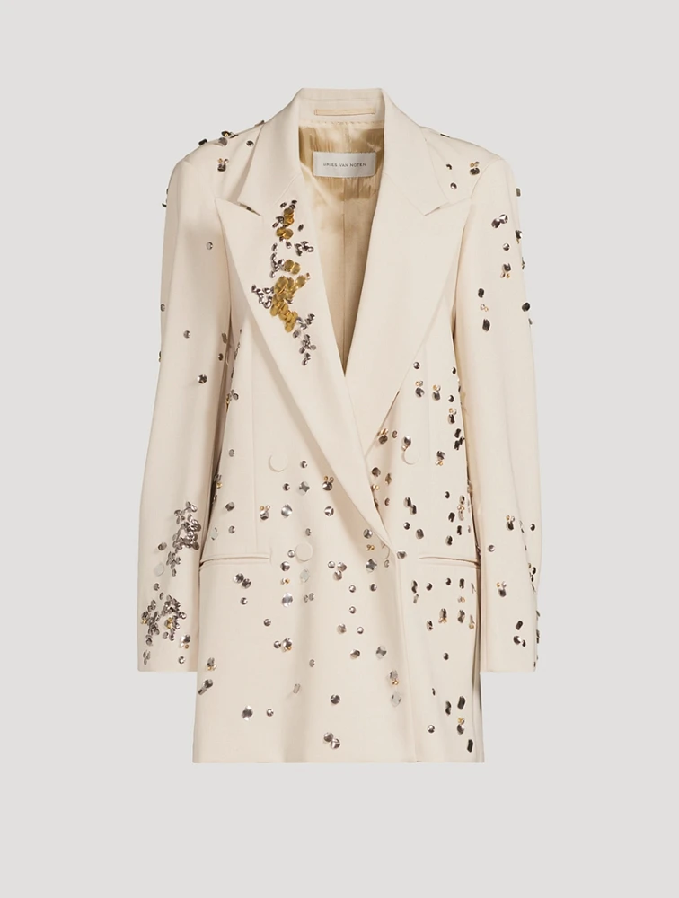 Blink Embellished Double-Breasted Wool Blazer