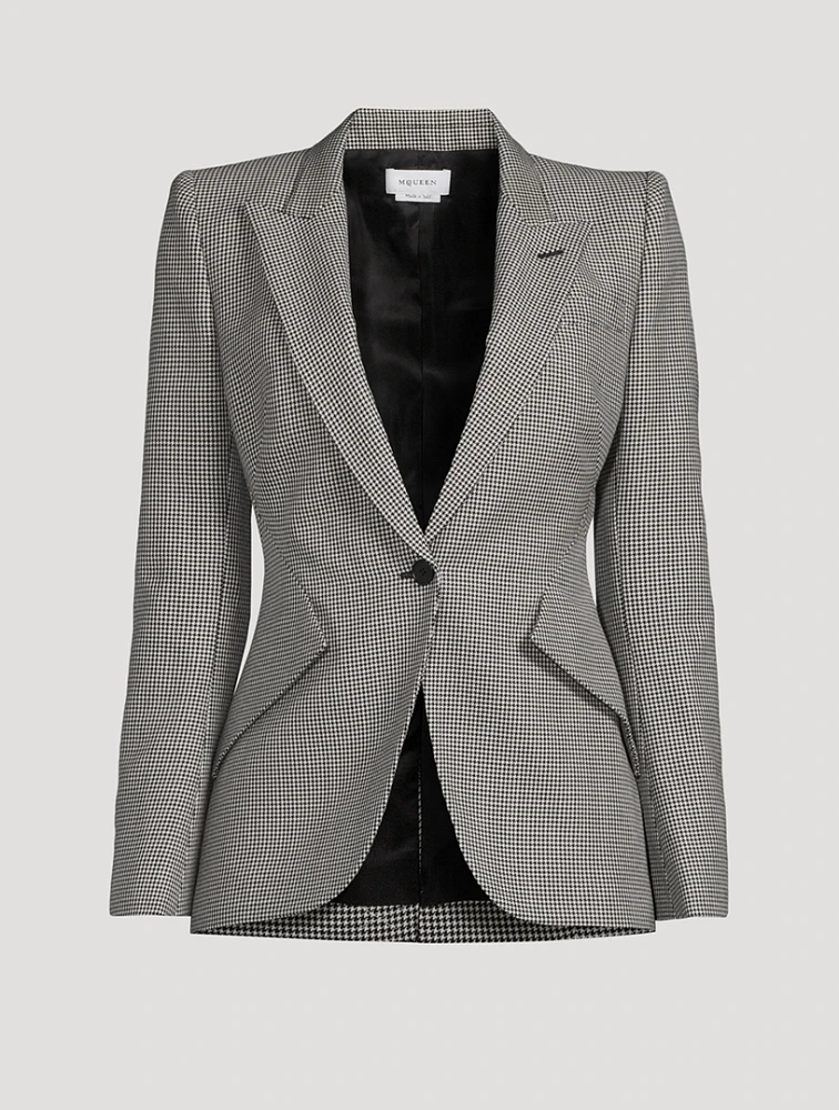 Houndstooth Wool Mohair Blazer