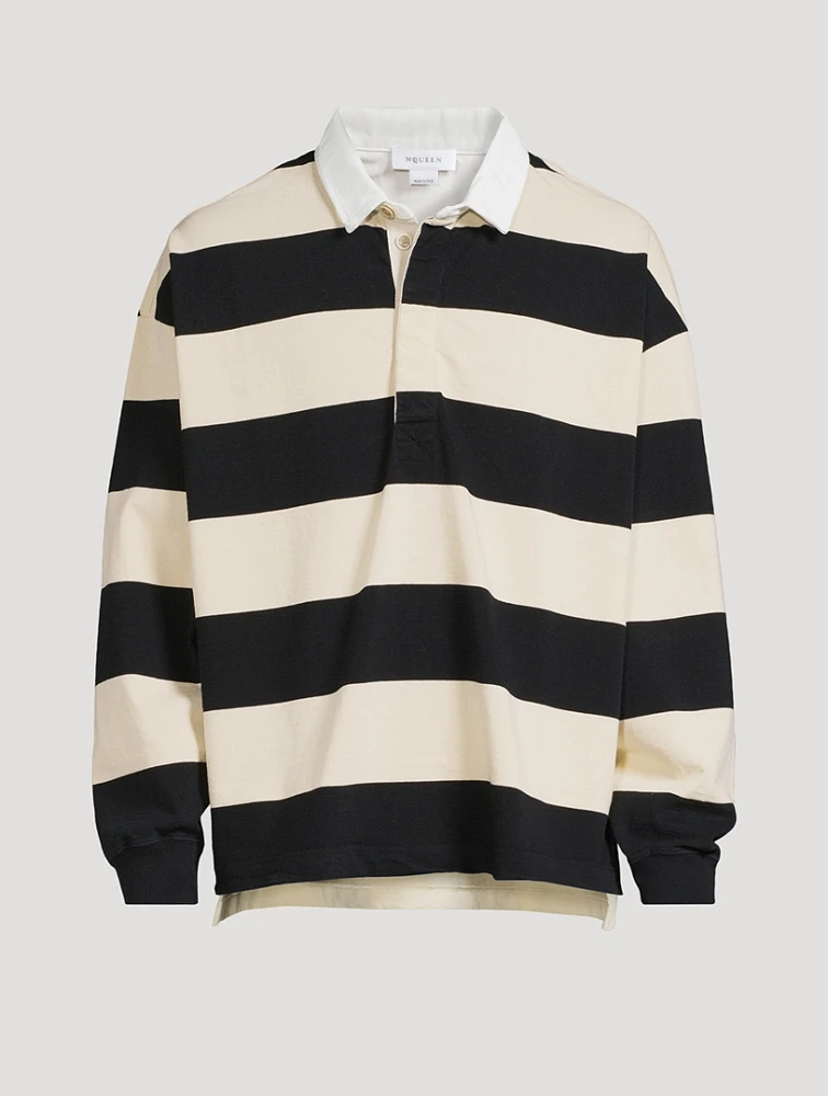 Oversized Rugby Polo Stripe Print