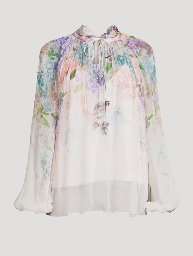 Dawning Puff-Sleeve Blouse Floral Print