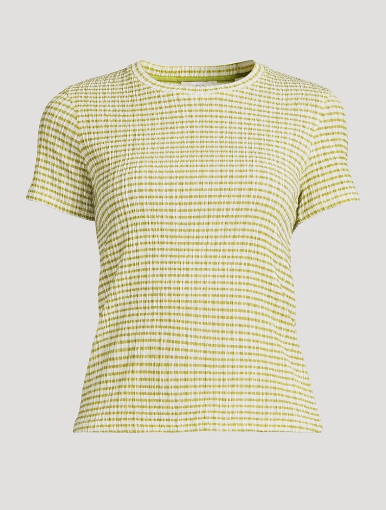 Smocked T-Shirt Check Print