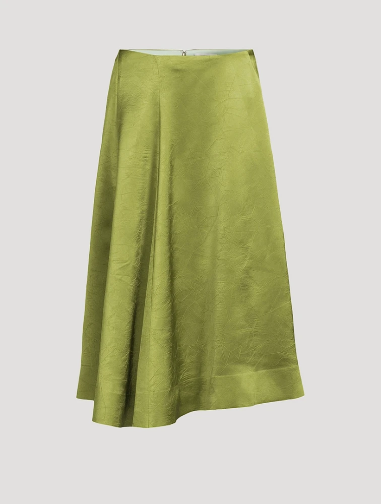 Draped Satin Midi Skirt