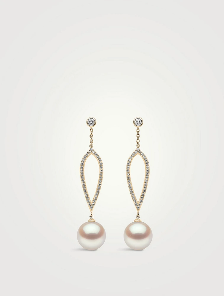 Trend 18K Gold Pearl And Diamond Teardrop Earrings