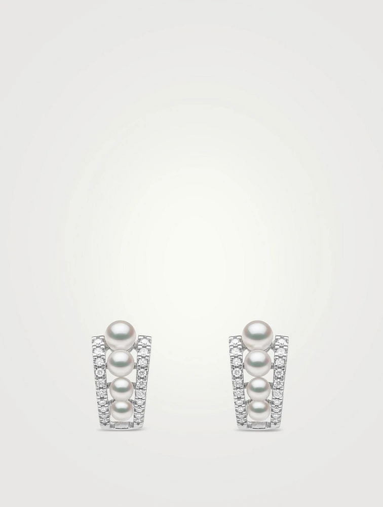 Eclipse 18K White Gold Akoya Pearl And Diamond Dusk Earrings