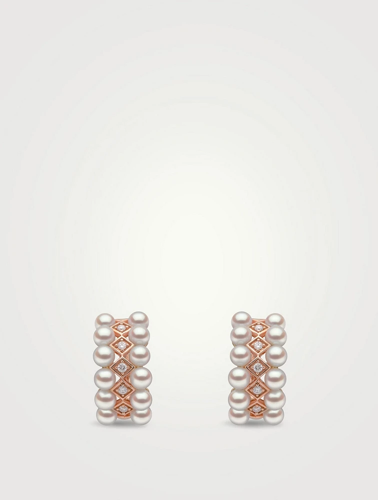 Eclipse 18K Rose Gold Akoya Pearl And Diamond Twilight Earrings