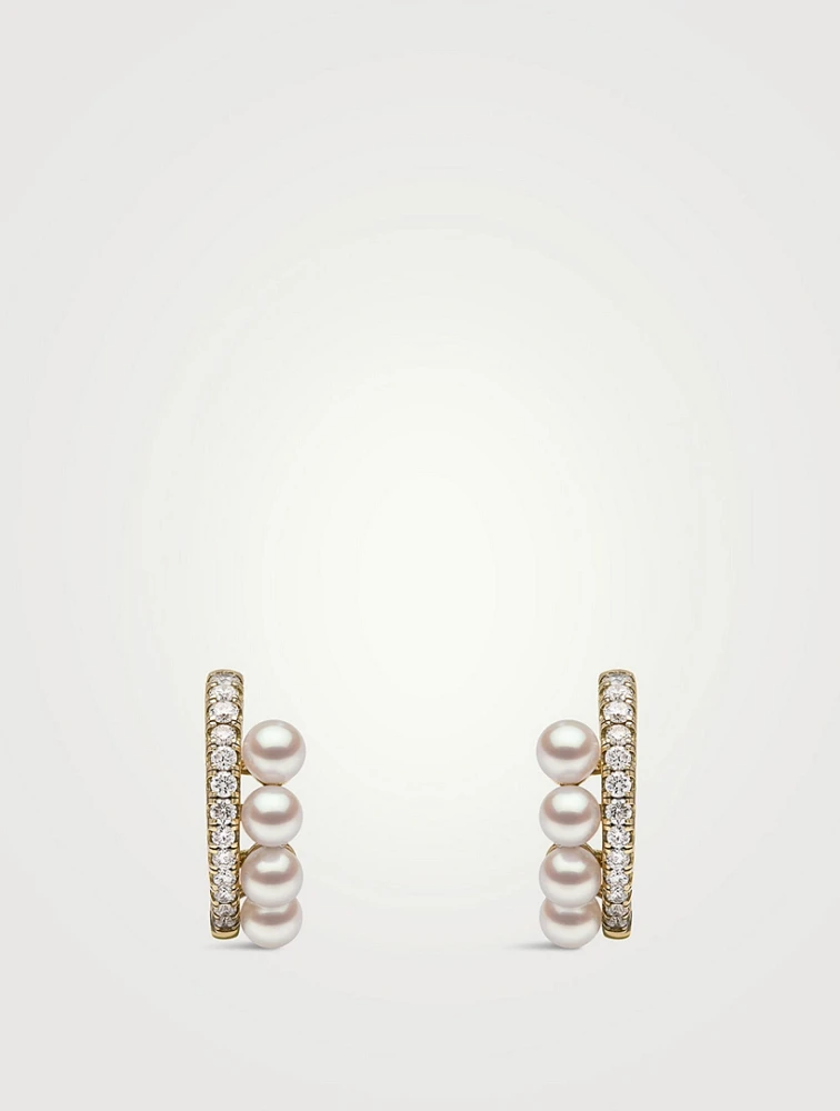 Eclipse 18K Gold Akoya Pearl And Diamond Lunar Earrings