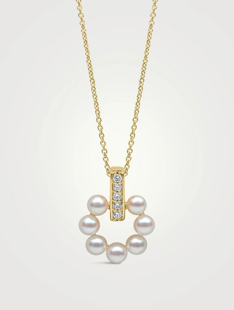 Eclipse 18K Gold Akoya Pearl And Diamond Necklace