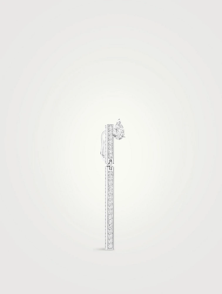 La Ligne 18K White Gold Long Left Earring With Diamonds