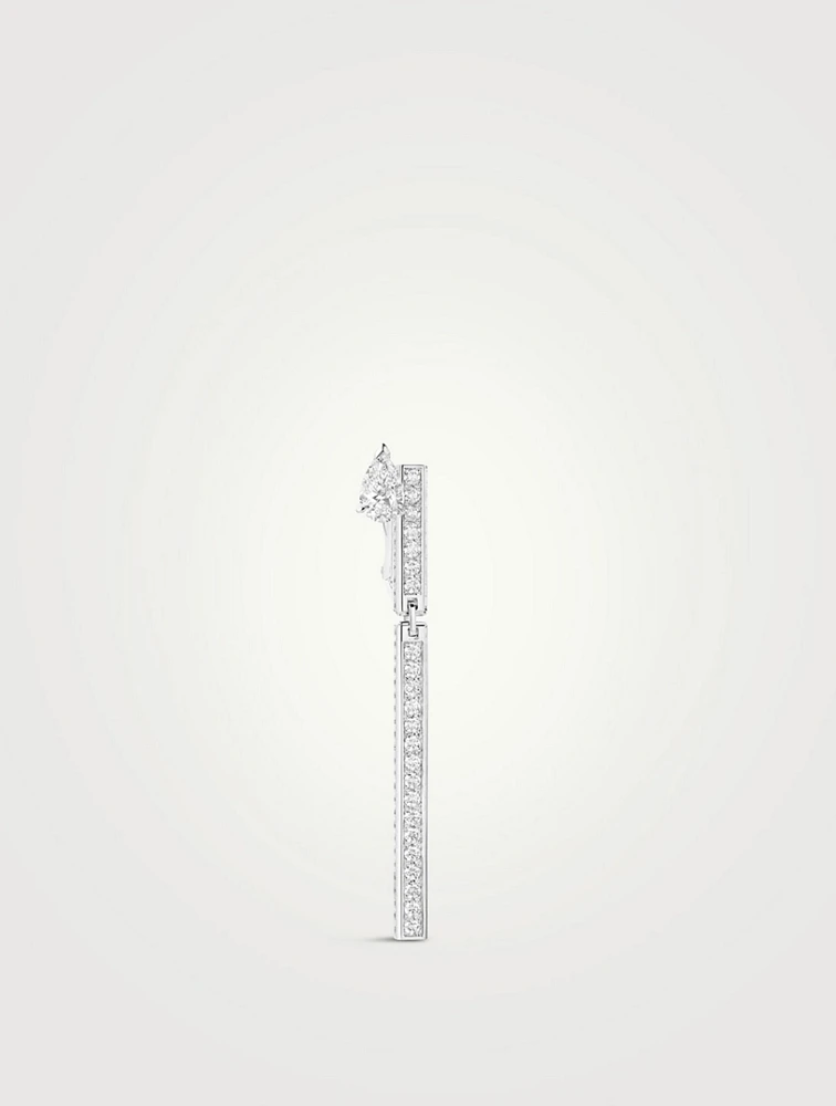 La Ligne 18K White Gold Long Right Earring With Diamonds