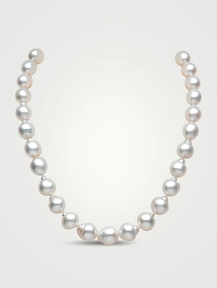 18K White Gold Pearl Necklace With Diamond Clasp