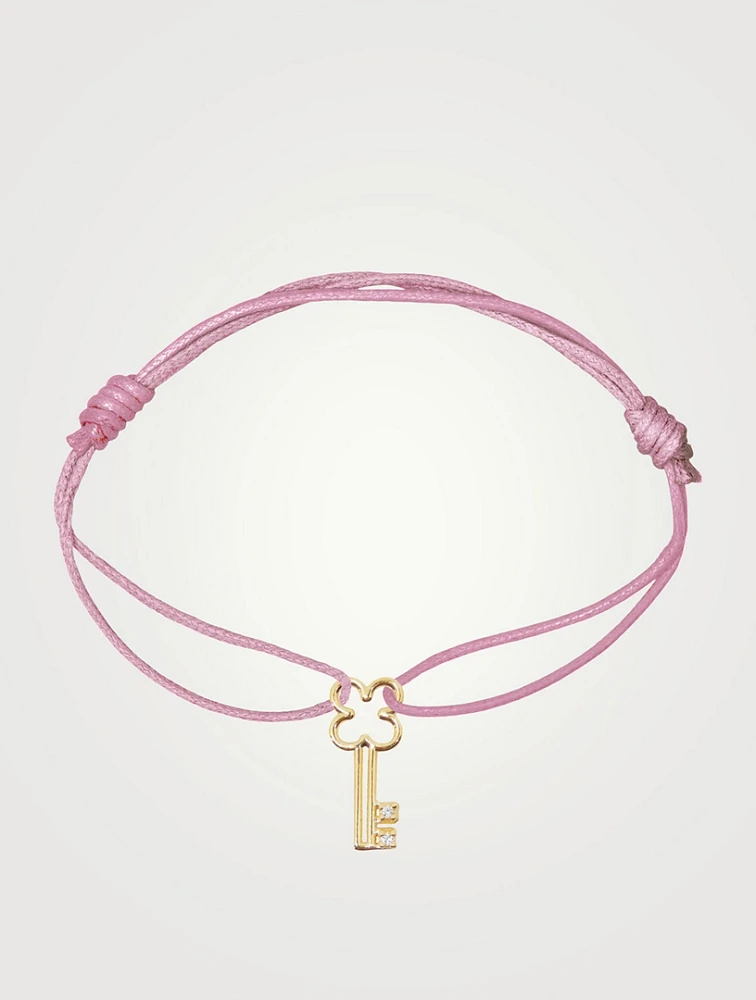 Pura 9K Gold Llavecita Brillante Cord Bracelet With Diamonds