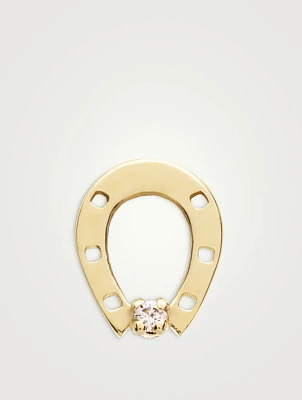 Pasiones 9K Gold Mini Horseshoe Brillante Earring