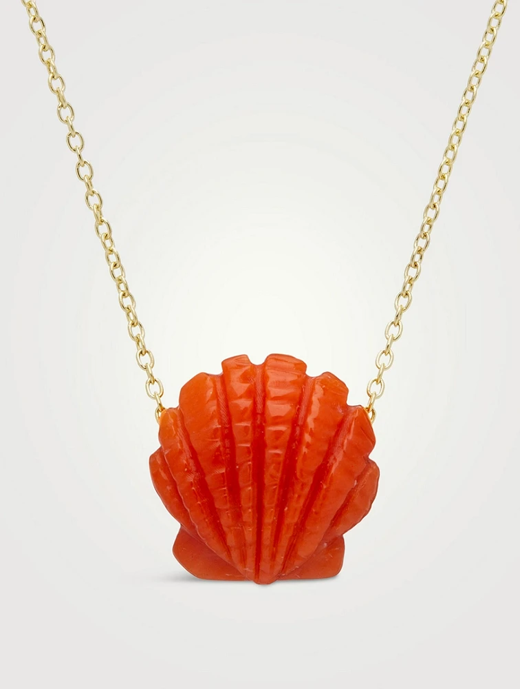 Mar, Sol Y Fruta 9K Gold Concha Necklace