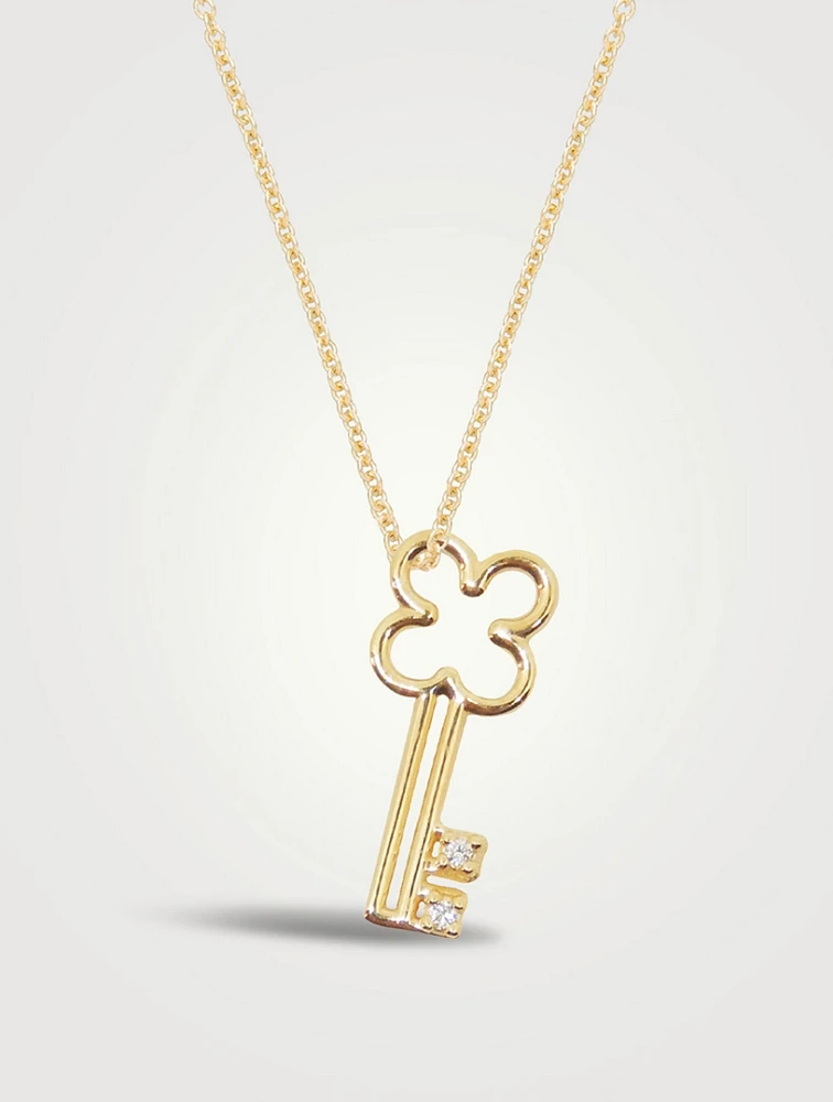 Pura 9K Gold Llavecita Brillante Key Pendant Necklace