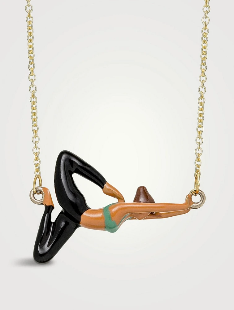 9K Gold Yoga Pendant Necklace