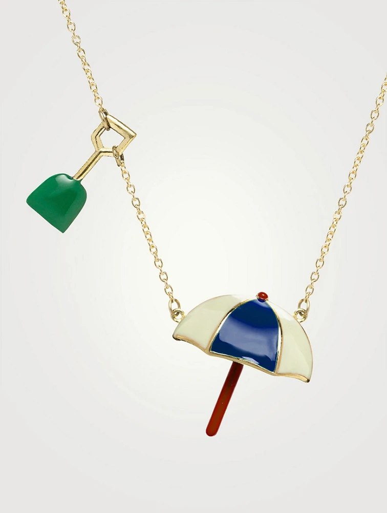 9K Gold Sombrilla Paleta Pendant Necklace