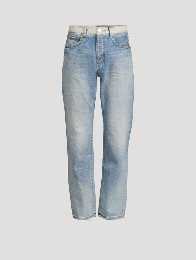 P011 Basalt Distressed Straight-Leg Jeans